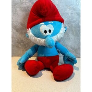 The Smurfs Papa Smurf Plush Doll Red Hat Blue Vintage 2010 Stuffed‎ Toy 14" Rare